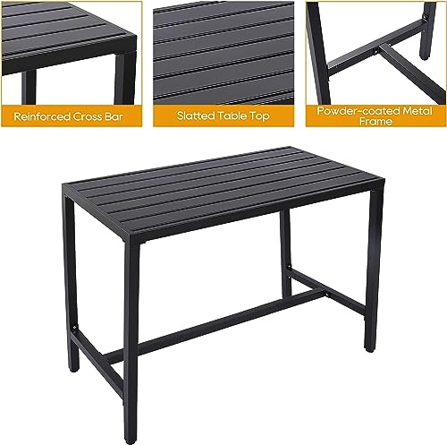 5-Piece-Outdoor-Patio-Bar-Set-Bar-Height-Patio-Dining-Set-Weather-Resistant-Bistro-Counter-Pub-Set-with-Cushions-Slatted-Tabletop-for-Backyard-Garden-Yard 5 Piece Outdoor Patio Bar Set Bar Height Patio Dining Set Weather Resistant Bistro Counter Pub Set with Cushions Slatted Tabletop for Backyard Garden Yard