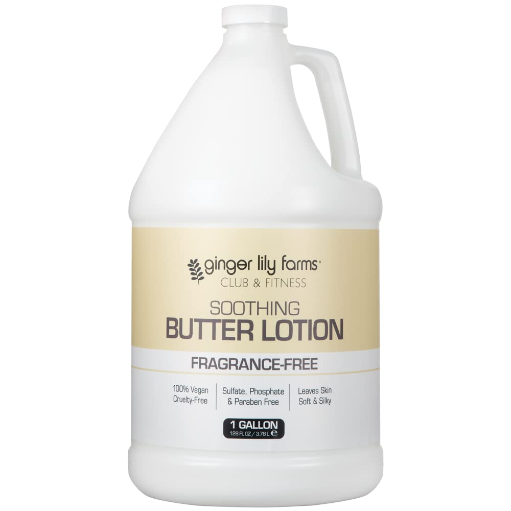 Ginger Lily Farms Club Fitness Soothing Butter Lotion for Dry Skin 100 Vegan Cruelty-Free Fragrance Free 1 Gallon