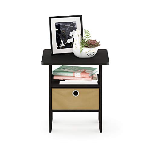 Furinno ANDREY Side Table, End Table, Night Stand with Open Shelves and Storage Bin, Bedside Table, for Living Room, Bedroom, Espresso by Furinno - Image 7