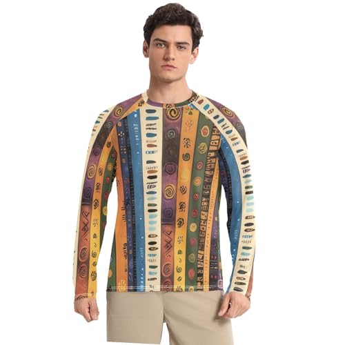 Ethnic Style Men's Rash Guard Fishing Long Sleeve UV Sun Protection Running