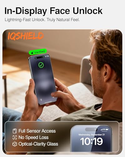 Image of IQShield My-View Privacy Screen Protector Tempered Glass Guard for iPhone 16 Plus and iPhone 15 Plus, 9H Hardness, 2-Way Anti-Spy, Case Friendly [1 Pack]