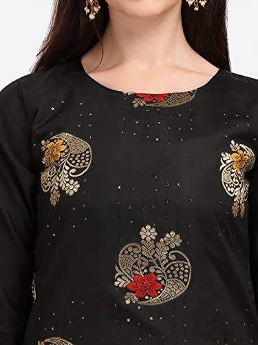 Image of VredeVogel Cotton Silk Blend Straight Embroidery Kurta Pant and Dupatta Set for Women