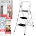 Produktbild 3-stufige Leiter, robuster Stahl, zusammenklappbar, tragbarer Küchenhocker mit Anti-Rutsch-Matte, ideal für Zuhause/Küche/Garage/Büro/Markt/Garten