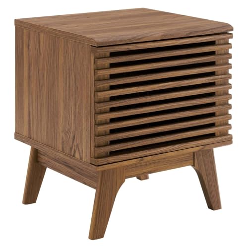 Modway Render Mid-Century Modern 19" Vinyl Record Display Stand in Walnut, 19 Inch by Modway - Used condition - US$97.52