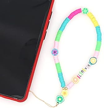 Kleurrijke parels, telefoonketting mobiele telefoonkoord, mobiele telefoonhanger, Boheemse anti-verloren alfabet parelketting telefoon polslus sleutelhanger mobiele telefoon sieraden hangende ketting handlus telefoonhanger