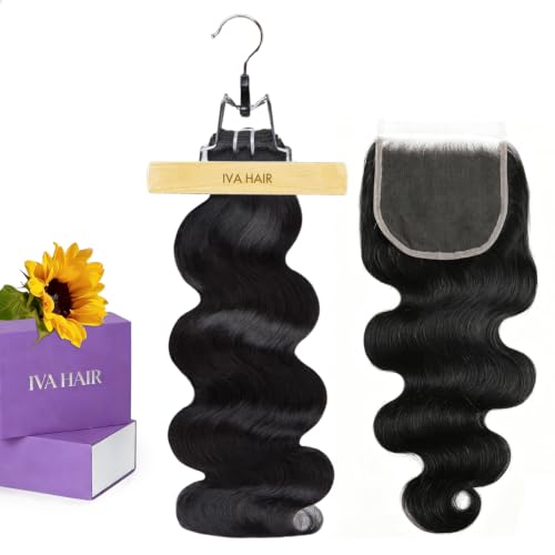 IVA Raw Human Hair Bundles Body Wave 18 Inch with 5x5 HD Lace Closure Body Wave 18 Inch