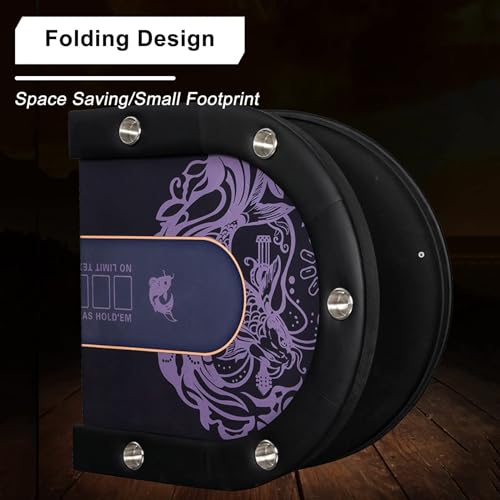 Klappbarer Pokertisch, klappbare Pokertische für 10 Spieler mit zusammenklappbaren Beinen, Casino-Freizeit-Tischplatte für Texas Holdem Pokertisch, Getränkehalter aus Edelstahl – 213 x 106 cm – Bild 6