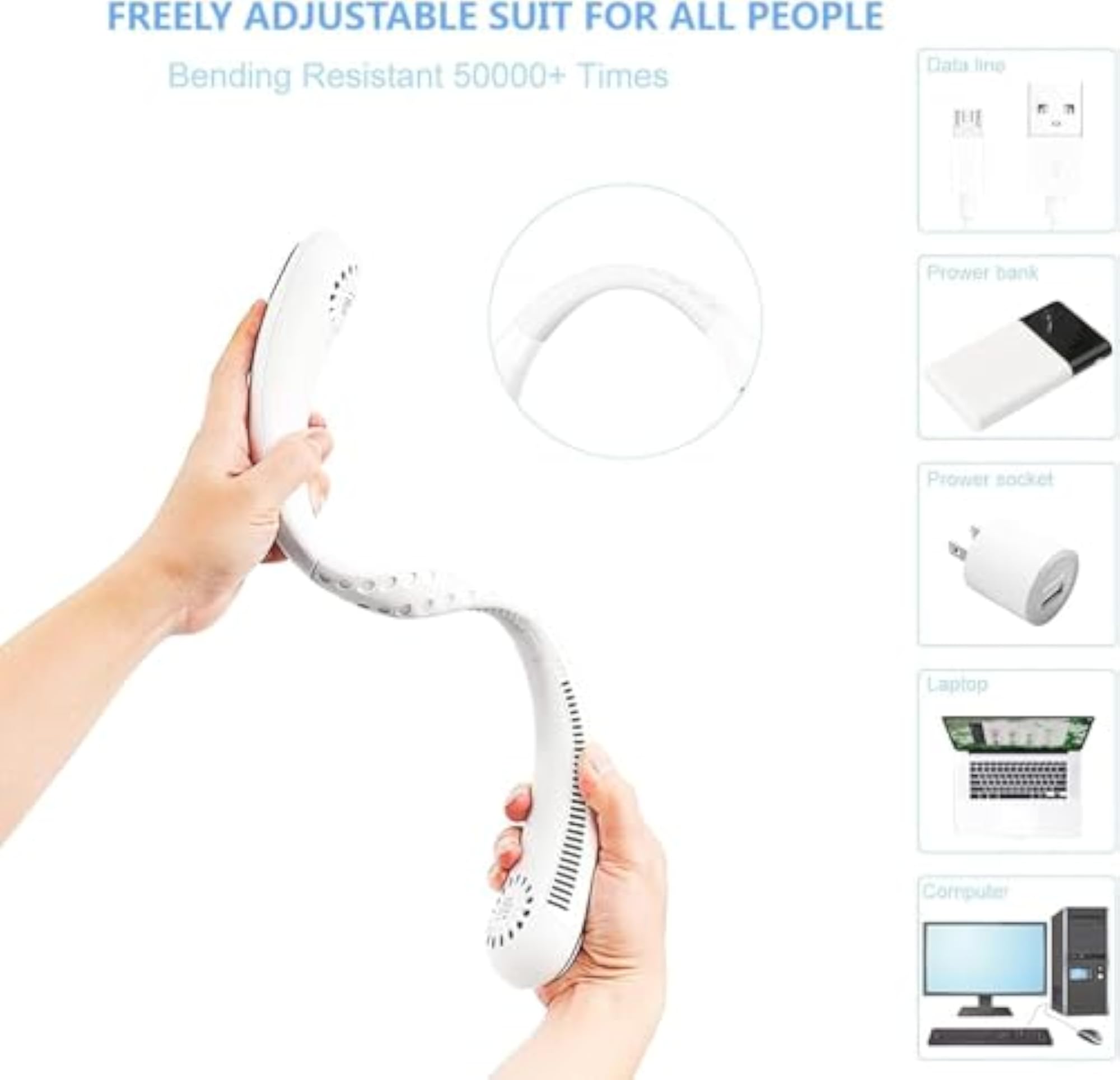 Wearable Leafless Neck Fan, Hands-Free Cooling Fan with 5-Level Speed Control