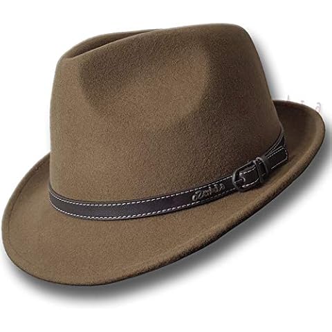 Oztrala Trilby Felt Hat Australian Wool Leather Band Fedora Fur Men/Women Bucket HW03 Trilby (Brown, L) Cover