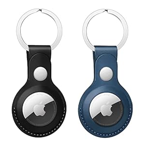 Nepfaivy Schlüsselanhänger Hülle für Airtag aus PU-Leder – 2er Pack Anhänger Kompatibel mit Apple Airtags, Tragbares Leder Case Zubehör für Air Tag Tracker
