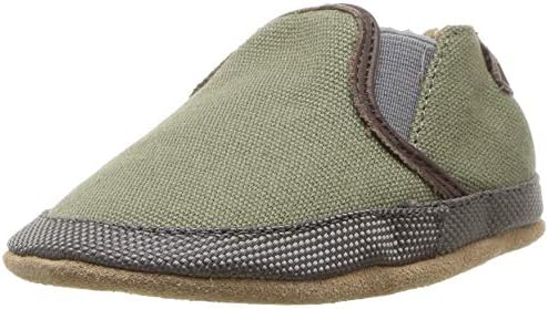 Robeez Boys' Slip On Soft Soles Crib Shoe, Oliver Green, 0-6 Months M US Infant