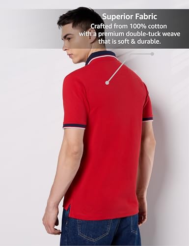 Image of Symbol Premium Men's 100% Cotton Solid Polo T-Shirt - Regular Fit | Pique Knit