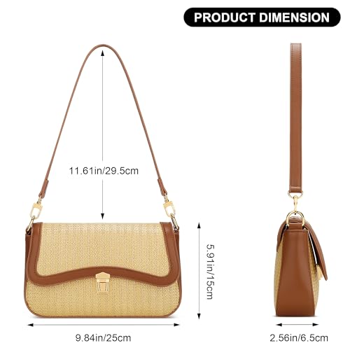 Image of KKXIU Small Shoulder Bag for Women Cute Hobo Handbags Mini Clutch Purses | Classic Trendy Retro Underarm Crossbody Bag with Detachable Straps, Zipper Closure