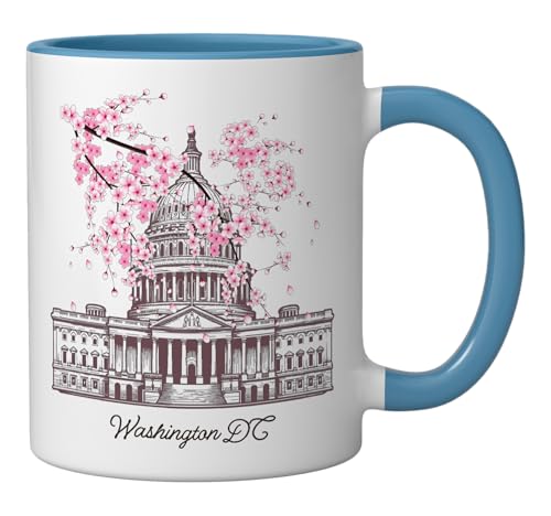Taza de cerámica con diseño de flores de cerezo de Washington DC miniatura 2