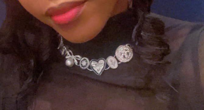 Y2K Grungy Vintage bottle cap Necklace Gothic Punk Choker Necklace for Women,Gothic Y2K Aesthetic Outfit Jewelry,Silver Black Chunky Chain Collar with Heart,Bowknot,Button Charm,Western Cowgirl Goth Jewelry with Rhinestone and Faux Pearl Decor - Image 8