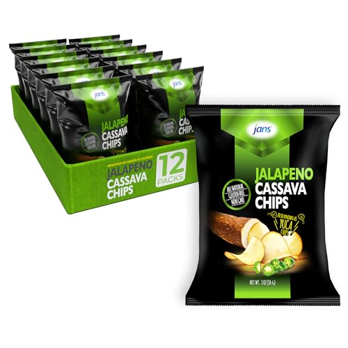 Jans Root Chips (3 oz - Pack of 12, Jalapeno Cassava Chips)