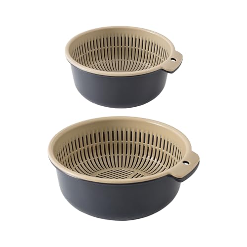 Colador con Cuenco,Cesta Lavadora de Verduras con Colador | Base Antideslizante con Agujeros de Drenaje Rápido para Lavar Fideos Hornear Tamizar y Preparar Comidas