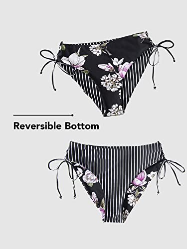 CUPSHE Women's Bikini Set Back Braided Straps Lace Up Bikini Reversible Bottom Two Piece Swimwear Bathing Suits