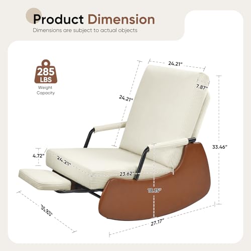 Schaukelstuhl • Liegestuhl • Loungesessel•mit Fußstütze - 3 Positionen verstellbare Rückenlehne - Wohnzimmer/Veranda/Außen Schaukelstuhl Dekorativer Stuhl Beige – Bild 4