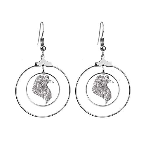 Boucles d'oreilles oiseau noir argent pendantes tendance Art déco