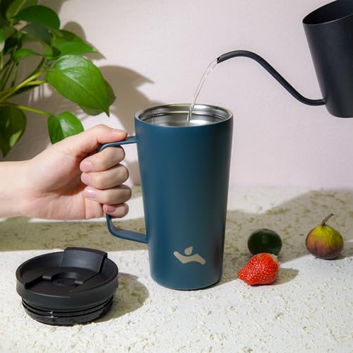 Image of Konokyo 22 oz Insulated Tumbler with Handle & Straw, Stainless Steel Mug