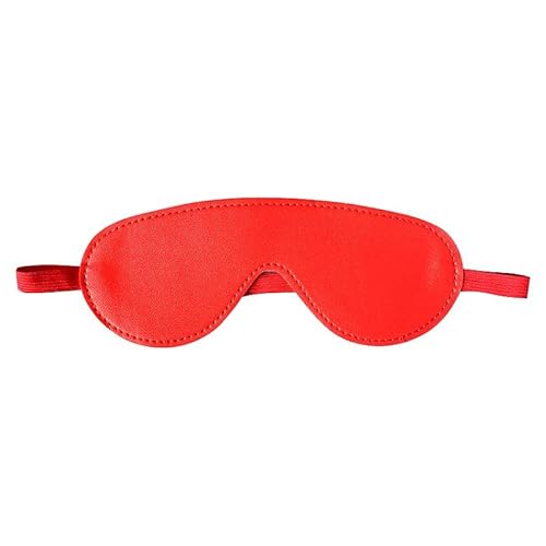Venda Tapa Olhos em Couro Preto Vermelho Máscara de Sedução Fantasia 19,5cm x 7cm