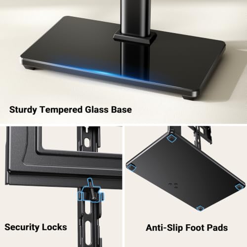 Image of PERLESMITH Universal TV Stand Legs for 32-60 inch TVs, Table Top TV Stand up to 88 lbs, Height Adjustable Television TV Mount, Universal TV Leg Base for Living Room & Bedroom (32-65 Inch with Swivel)