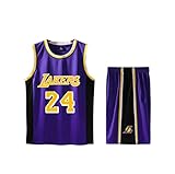 LJWLCH Basketball Trikot Kobe Bryant # 24 Kinder ärmellosen Anzug, Jungen und Mädchen Sportswear Schule Sommer T-Shirt + Shorts Jugend Sweatshirt Unisex lila-30