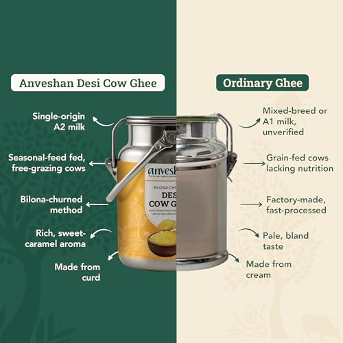 Image of Anveshan A2 Ghee (2.5L Stainless Steel Dolchi) | Traditional Bilona Method | Curd- Churned | Cultured | Pure and Nutural | Lab Tested | Free-grazed, Grass-fed Desi Cows