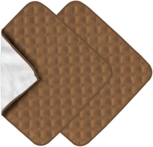 Washable Incontinence Pad 2 Pack, Waterproof Incontinence Chair Mats, Anti-Slip Reusable Incontinence Protector, Washable Seat Pad, Incontinence Chair Pad Washable 2 Pack (Brown,56*73cm)