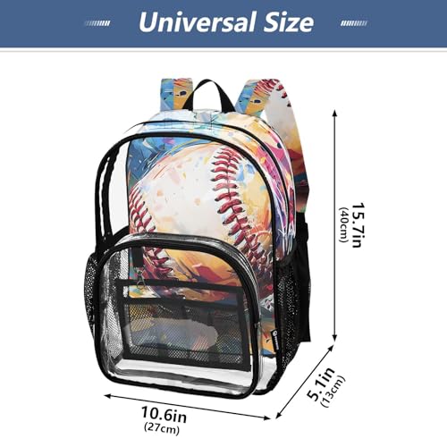 Colorful Baseball Clear Backpack Heavy Duty Clear Bookbag Transparent See Through PVC Backpacks for School4