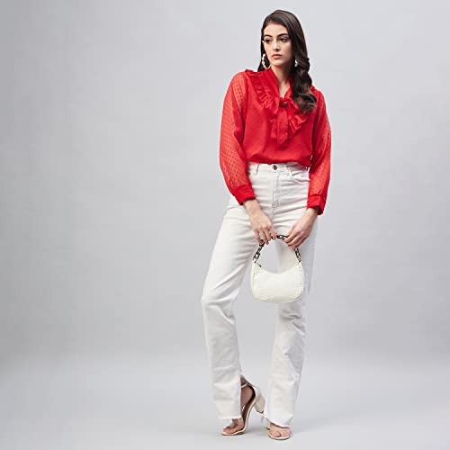 Image of Carlton London Women's Solid Polyester Blend Regular Fit Blouse