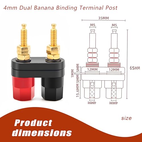Terminal banana 4mm roscada para altavoces, pack 4 piezas miniatura 2