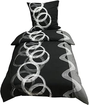 Leonado Vicenti Winter Bettwäsche 155×220 Thermo Fleece Flausch Garnitur Warm Schwarz Grau 2 TLG