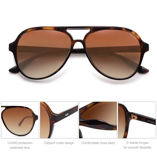 Image of SOJOS Classic Polarized Aviator Sunglasses for Women Men, Retro Trendy Aviators Shades SJ2201