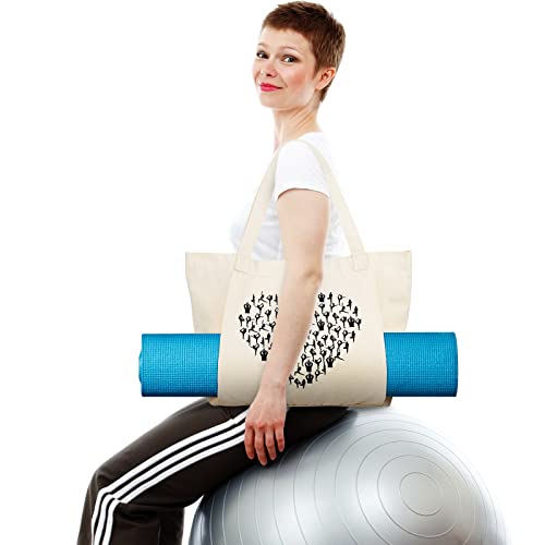 Saintrygo Yoga Mat Canvas Tote Bag With Mat Carrier Pocket Yoga Mat Carrier Shoulder Bag For Women Men Pilates, Gym, Travel, Beach #TOP2