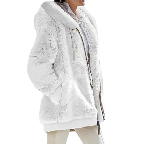 Contrasting Lamb Wool Padded Coat, Allowancek Contrasting Padded Coat Plus Size Fuzzy Fleece Jacket Loose Thick Plush Hoodeds