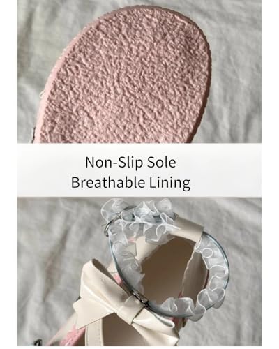 ZQW Cute Retro Mary Jane Shoes for Women Kawaii Lolita Platform Heels Chunky Round Toe Comfy Flats Casual Cosplay Costume4