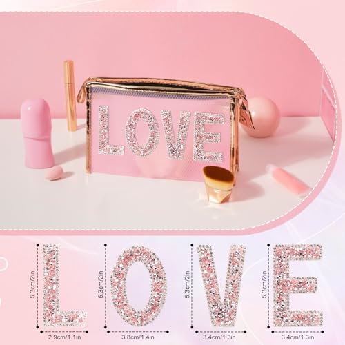 72 Pcs Rhinestone Letter Stickers - Crystal Alphabet A-Z & Number 0-9 Self-Adhesive Letter Patches Bling Glitter Stickers for Clothing Craft Decor (Rose Gold) by BINBE - Image 2