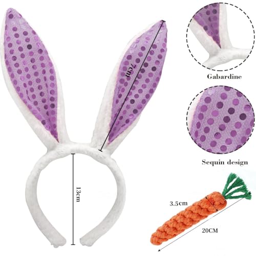 CEASELESLY Osterhunde-Stirnbänder,Hund Osterhase Kostüm,Karotte Haarband,Puppy Karotte Seil Spielzeug Geflochtene,Verstellbar Haustier Ostern Party Kostüm Zubehör für Hund Katze Welpen