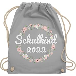 Shirtracer – Turnbeutel Rucksack – Schulanfang & Einschulung Geschenk Turnbeutel – Schulkind 2023 Blumenkranz