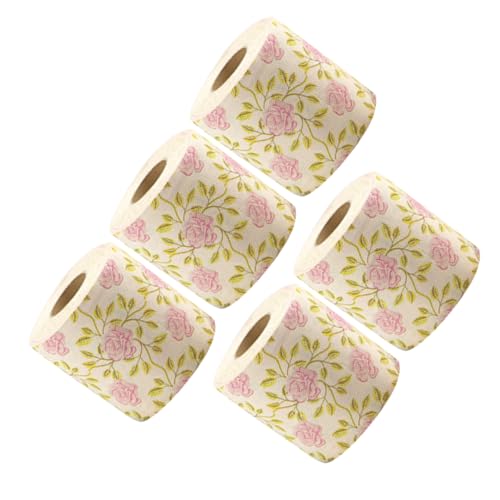 SOESFOUFU 5 Higiénico - Papel Higiénico Floral Para Decoración De Baño - Románticos Para Despedidas De Soltera, Bodas Y Compromisos