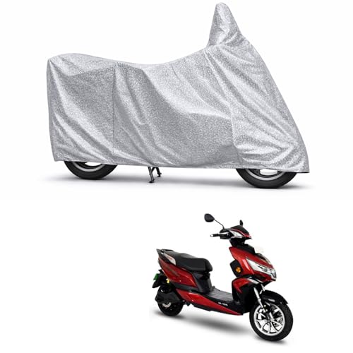Image of 100% Waterproof Two Wheeler Body Cover Multi Layered Fabric Designed for Okinawa Praise Pro | Belt Buckle Lock | Silver Mag