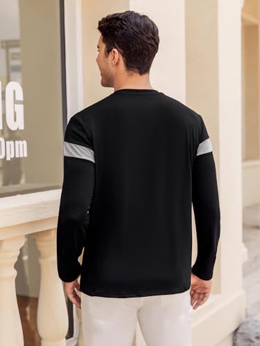 Hardaddy Men's Long Sleeve Tee Shirts Color Block Pullover Casual Basic T-Shirts4