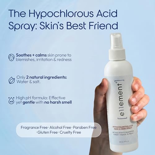 Image of e11ement Hypochlorous Acid Spray for Skin, HOCl Facial Mist & Body Spray, Skin Cleanser for Face, Acne Prone & Sensitive Skin, Fragrance Free, All Skin Types & All Ages (1L Refill)