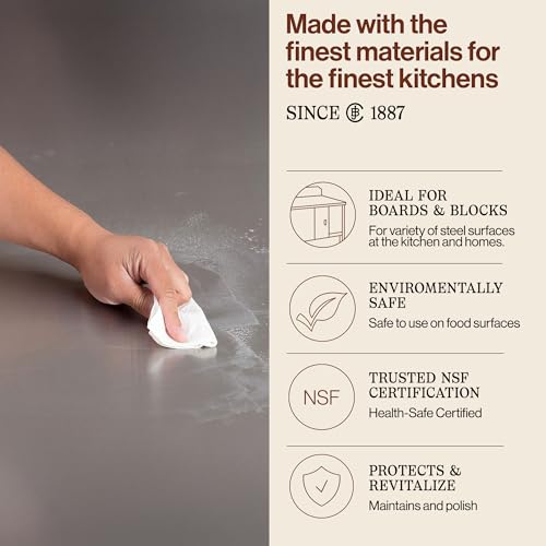Image of John Boos Stainless Steel Cleaner with Fine Mist Spray, Lavender Scent, 8 oz - Streak-Free Cleaning Polish & Stain Remover for Stoves, Ovens, Sinks, & Kitchen Surfaces