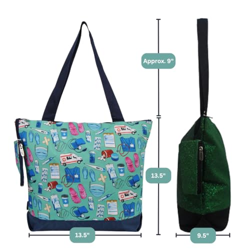 Image of NGIL Medium Top Zipper Closure Canvas Tote Bag with Attached Matching Coin Purse For Moms and Nurses