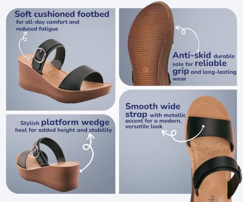Image of puntoblu Cushion Comfort Designer Platform Heels for Women | Comfortable Padded Footbed | Anti-Skid & Durable Wedge Heel Slippers for Girls | Ideal for Casual, Party & Ethnic Wear