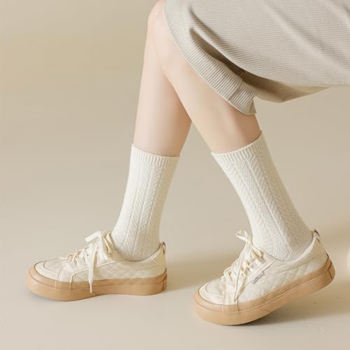 Mcool Mary Meias femininas casuais de malha grossa, quentes, confortáveis, para inverno, 5 pares, 5