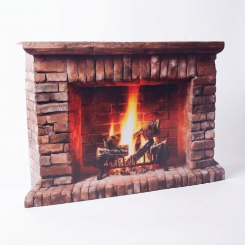 Lifesize Christmas Fireplace Stand Up Decoration 35 Freestanding Cardboard Christmas Prop for Photo Booth Classroom Display Parade Floats Retail Windows & Winter Holiday Party Scenes